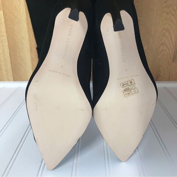 GOOD‎ AMERICAN Black Stiletto Thigh High Slouch Boots Over The Knee Size 6 New - Picture 12 of 16